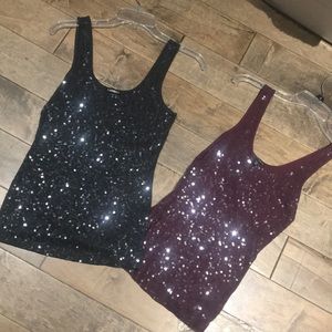 Sparkly tanks, worn once